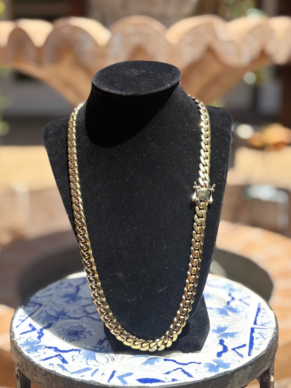 14k Cuban Gold Overlay Necklace Chain 24” long Cadena Oro Laminado Cubano eslabo